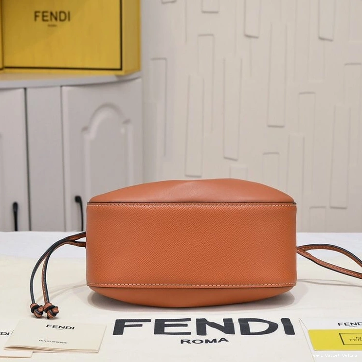 Cheap Leather Pomodorino In Fendi Bucket Mini Bag Brown Calf 0717
